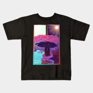 Tower of dreams at the edge of day and night. Concept art Kids T-Shirt